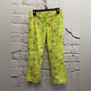 Vintage Lilly Pulitzer Lime Green Cropped Pants‎ Ladybug Lemon Lime Bumble Bee